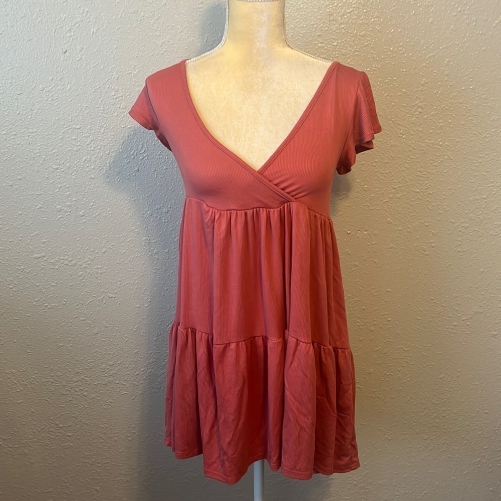 NWT See You Monday Coral Tiered Mini‎ Dress Size S
